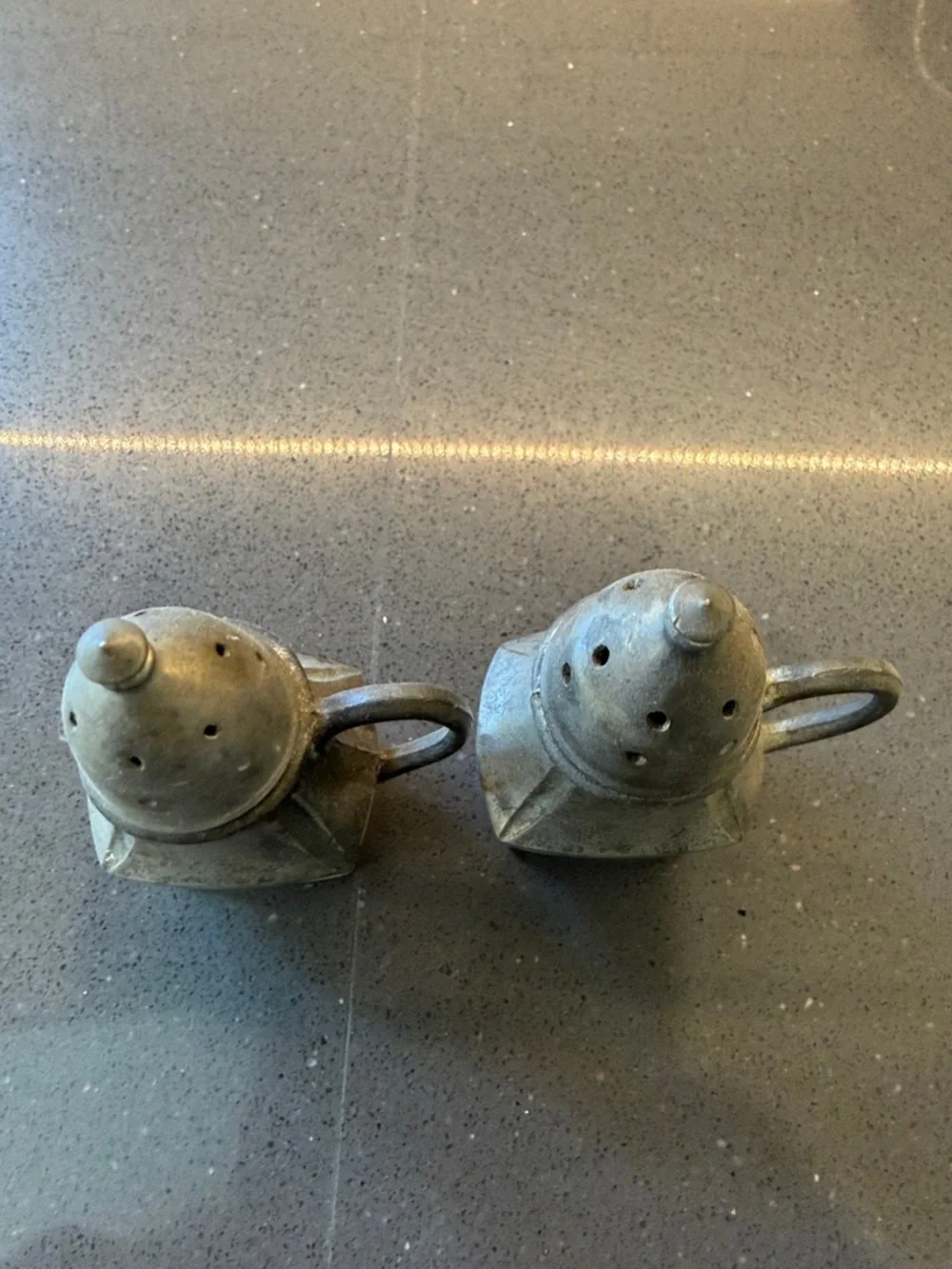 Vintage Pewter Salt and Pepper Shaker Set